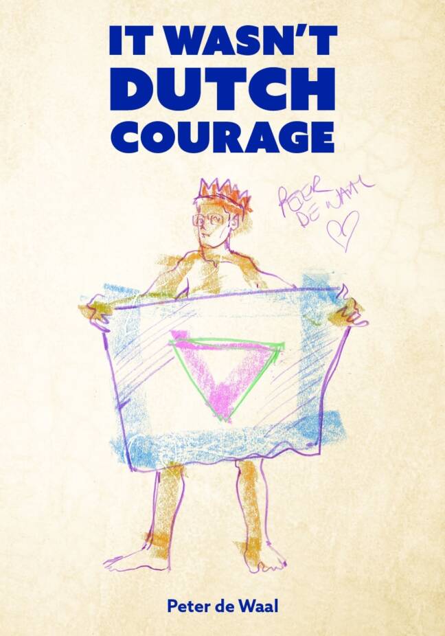 A colorful sketch of a person holding a flag with a triangle symbol, wearing a crown and glasses, with the title and author's name prominently displayed.