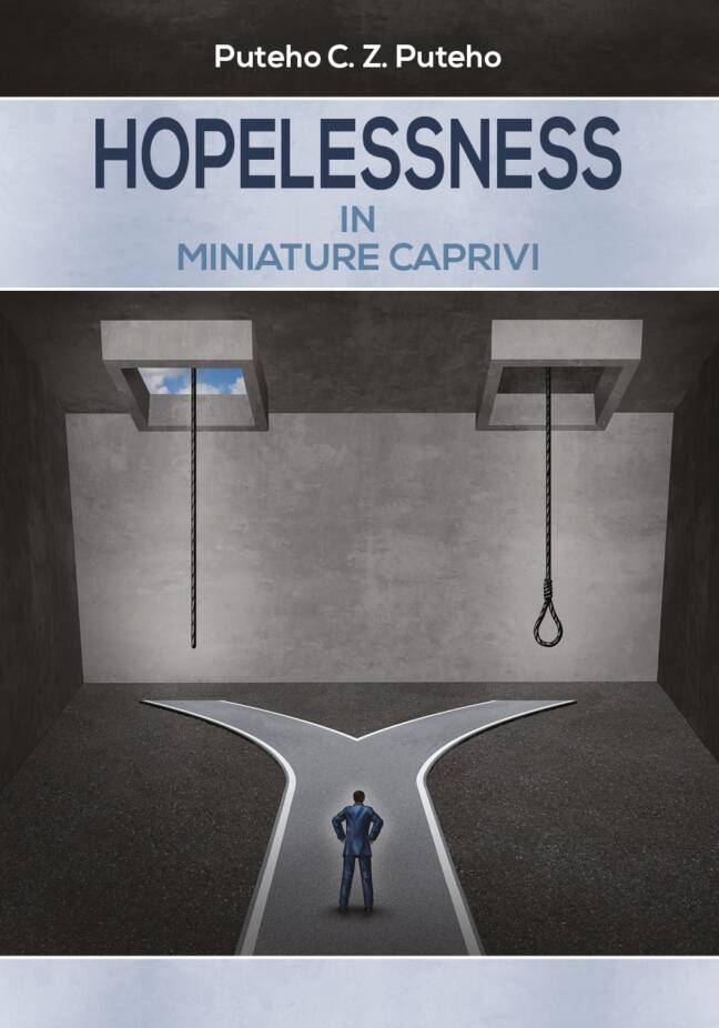 A man in a suit stands at a crossroads in a stark, concrete environment, facing two paths, one leading to a hanging noose above and the other toward a hopeful sky.